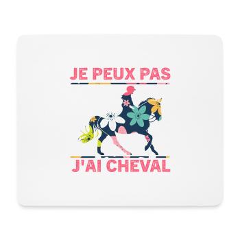 Je peux pas j'ai Cheval, Cheval cadeau femme - Tapis de souris (format paysage) - blanc - Devant