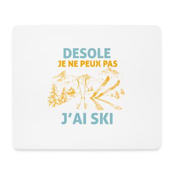 desole je ne peux pas j'ai ski cadeau ski skieur - Tapis de souris (format paysage) - blanc - Devant