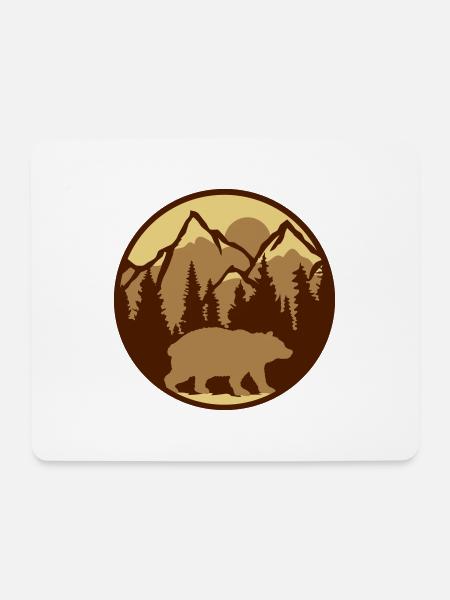 Berge Wald Bär - Mousepad (Querformat) - Weiß