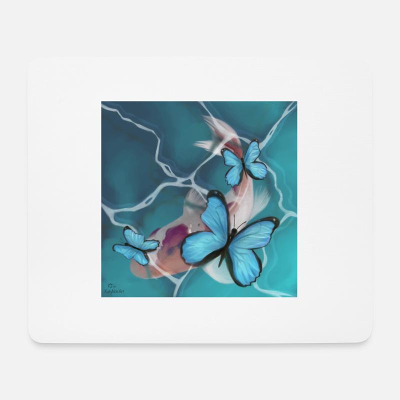 Koi-Fische im Wasser. - Mousepad (Querformat) - Weiß