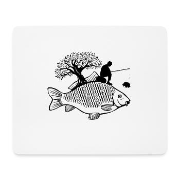 Pêche Poisson Carpe Pêcheur Cadeau Vintage T-Shirt - Tapis de souris (format paysage) - blanc - Devant
