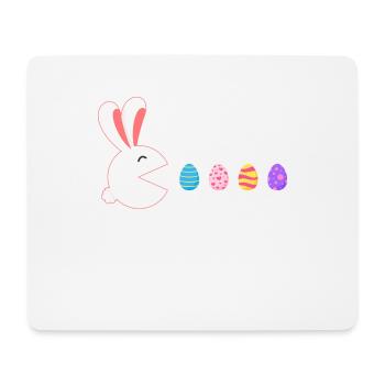Happy Easter Rabbit Gamer Eating Easter Eggs - Mouse Pad (horizontal) - white - Front