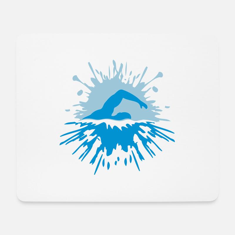 Klecks Sport Schwimmer - Mousepad (Querformat) - Weiß