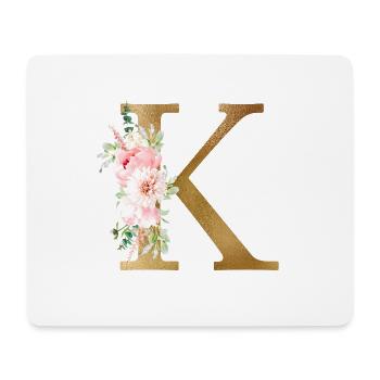 Botanik Floral Monogramm K - Mousepad (Querformat) - Weiß - Vorne