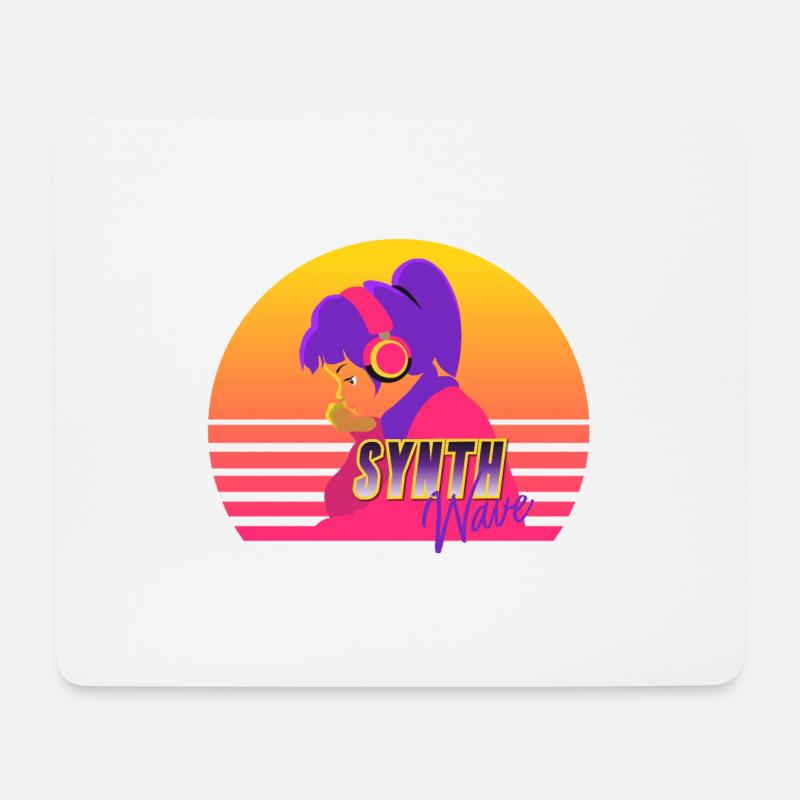 Synthwave Girl - Mouse Pad (horizontal) - white