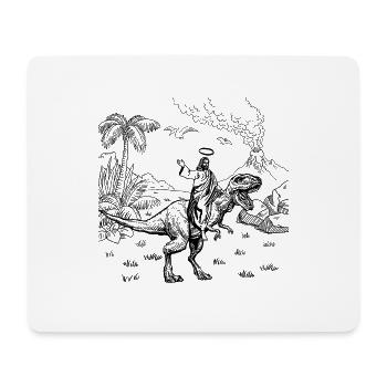 JÉSUS CHEVAUCHANT UN DINOSAURE - Tapis de souris (format paysage) - blanc - Devant