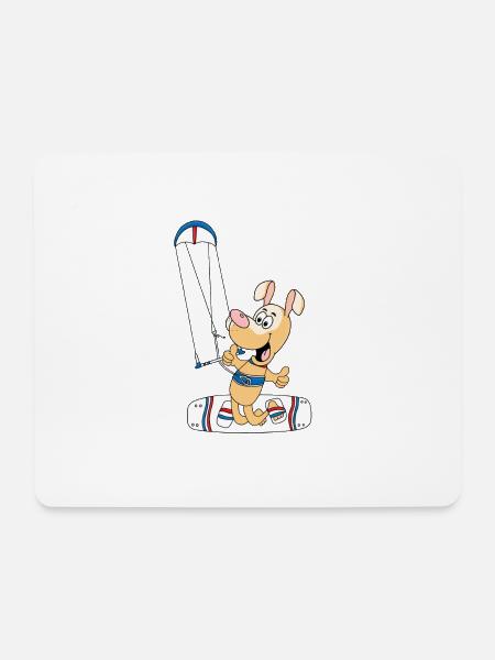 KITER - KITE - KITESURFEN - KITESURFER - HUND - Mousepad (Querformat) - Weiß