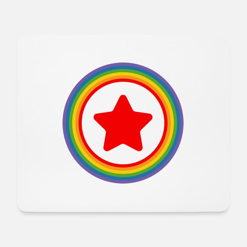 Regenbogen round stern - Mousepad (Querformat) - Weiß