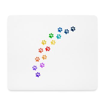 Bunte Tatzen von Hunden oder Katzen | Regenbogen - Mousepad (Querformat) - Weiß - Vorne