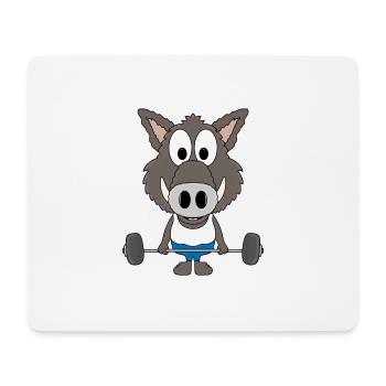 WILDSCHWEIN - WILD BOAR - FITNESS - GEWICHTHEBER - Mousepad (Querformat) - Weiß - Vorne