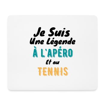 je suis une légende à l apéro et à la tennis - Tapis de souris (format paysage) - blanc - Devant