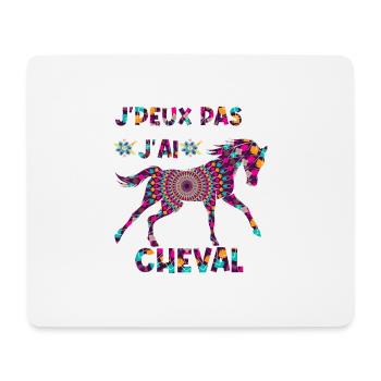 j'peux pas j'ai cheval T shirt équitation - Tapis de souris (format paysage) - blanc - Devant