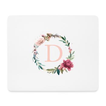Personalisierbar Monogramm D Blumen Kreis Boho - Mousepad (Querformat) - Weiß - Vorne