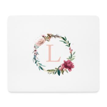Customizable Monogram L Flowers Circle Boho - Mouse Pad (horizontal) - white - Front