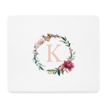 Customizable Monogram K Flowers Circle Boho - Mouse Pad (horizontal) - white - Front