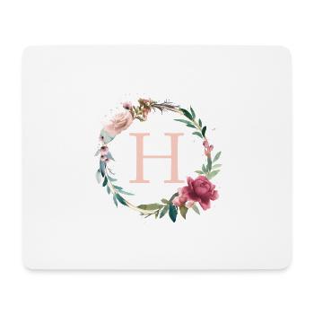 Personalisierbar Monogramm H Blumen Kreis Boho - Mousepad (Querformat) - Weiß - Vorne