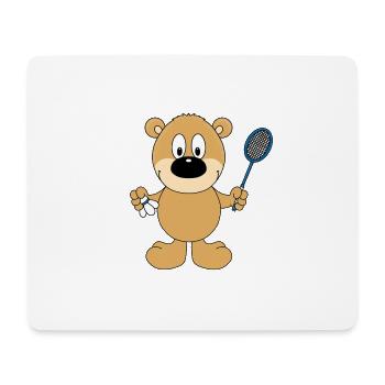 BADMINTON - FEDERBALL - TEDDYBÄR - KIND - BABY - Mousepad (Querformat) - Weiß - Vorne
