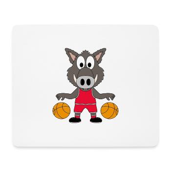 WILDSCHWEIN - BASKETBALL - SPORT - TIER - KINDER - Mousepad (Querformat) - Weiß - Vorne