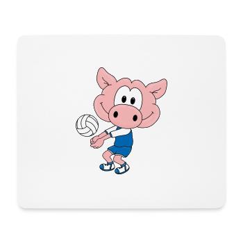 VOLLEYBALL - SPORT - SCHWEIN - TIER - KIND - BABY - Mousepad (Querformat) - Weiß - Vorne