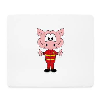 FEUERWEHR - SCHWEIN - TIER - KIND - BABY - Mousepad (Querformat) - Weiß - Vorne