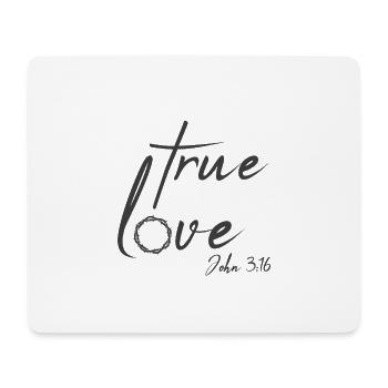Christian Design True Love Jean 3 verset 16 - Tapis de souris (format paysage) - blanc - Devant