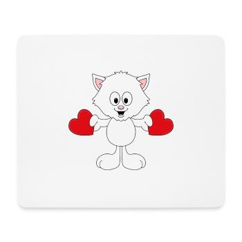 KATZE - CAT - LIEBE - LOVE - HERZEN - TIER - Mousepad (Querformat) - Weiß - Vorne