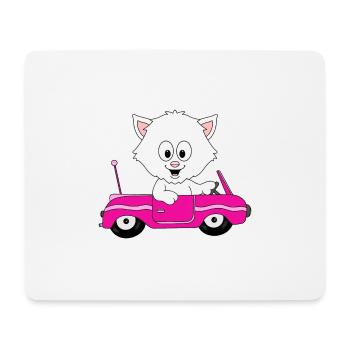 KATZE - CAT - AUTO - CAR - TIER - KIND - BABY - Mousepad (Querformat) - Weiß - Vorne
