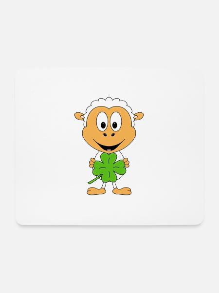 KLEEBLATT - SCHAF - GLÜCKSBRINGER - TIER - KIND - Mousepad (Querformat) - Weiß