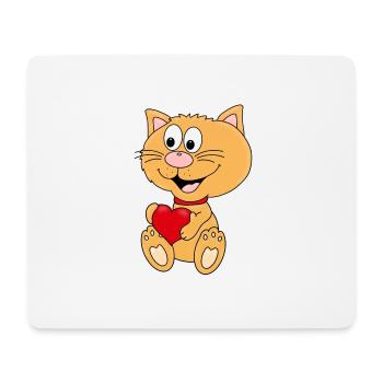 KATZE - HERZ - LIEBE - LOVE - TIERLIEB - TIERISCH - Mousepad (Querformat) - Weiß - Vorne
