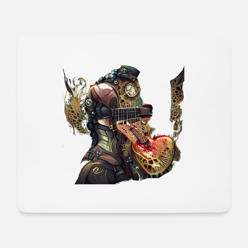 steampunk guitar robot - Mousepad (Querformat) - Weiß