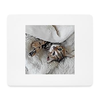 Cute little kitten lying upside down on the back - Mouse Pad (horizontal) - white - Front