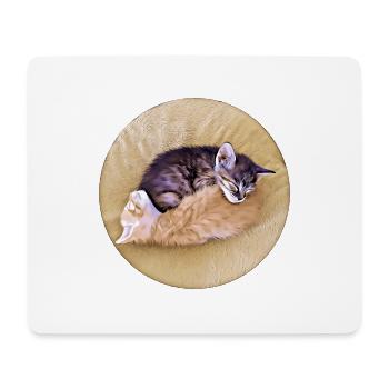 Zwei schlafende Tabby-Kätzchen, die sich gegenseitig halten - Mousepad (Querformat) - Weiß - Vorne