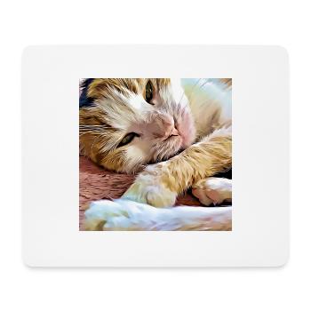 Close-up of older domestic cat laying and resting - Mouse Pad (horizontal) - white - Front