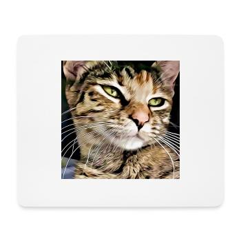 Tabby Katze Porträt - Mousepad (Querformat) - Weiß - Vorne