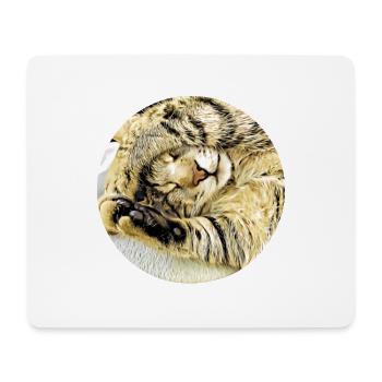 Pummelig schlafende Tabby-Katze - Mousepad (Querformat) - Weiß - Vorne