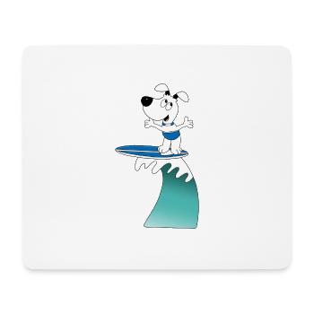 HUND - DOG - SURFER - WELLENREITER - WASSERSPORT - Mousepad (Querformat) - Weiß - Vorne