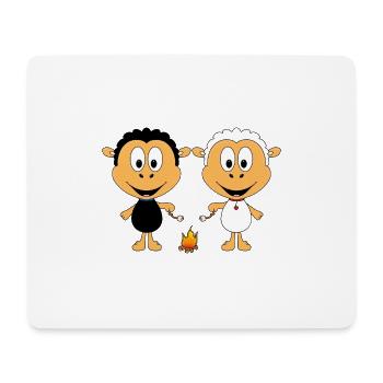 SCHAFE - SHEEPS - LAGERFEUER - MARSHMALLOWS - LOVE - Mousepad (Querformat) - Weiß - Vorne