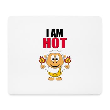 SCHAF - SHEEP - I AM HOT - FEUER - TIERISCH - Mousepad (Querformat) - Weiß - Vorne