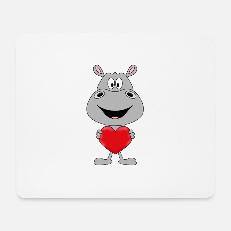 FLUSSPFERD - NILPFERD - HIPPO - HERZ - LIEBE - Mousepad (Querformat) - Weiß