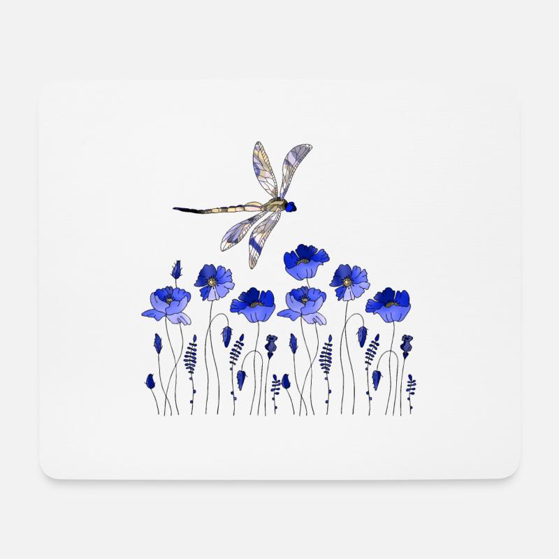 Libelle - Mousepad (Querformat) - Weiß