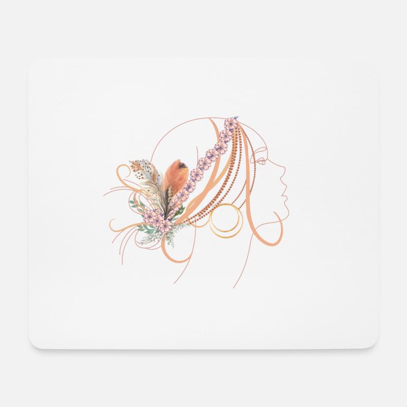 boho lady - Mousepad (Querformat) - Weiß