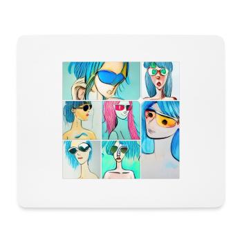 Collage de cosplay aux cheveux bleus - Tapis de souris (format paysage) - blanc - Devant