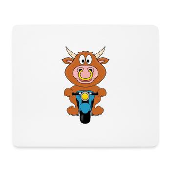 BULLE - RIND - STIER - KUH - MOTORRAD - PIERCING - Mousepad (Querformat) - Weiß - Vorne
