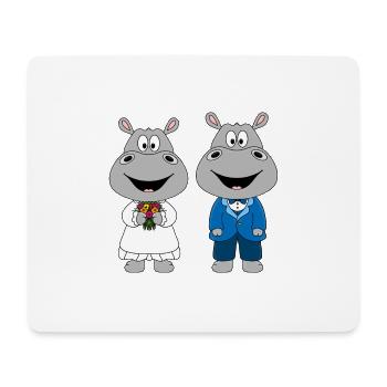 NILPFERDE - HOCHZEIT - HEIRATEN - LIEBE - TIERE - Mousepad (Querformat) - Weiß - Vorne