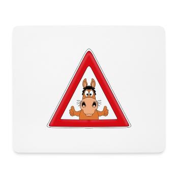 ACHTUNG PFERD - TIER - REITEN - PFERDESPORT - Mousepad (Querformat) - Weiß - Vorne