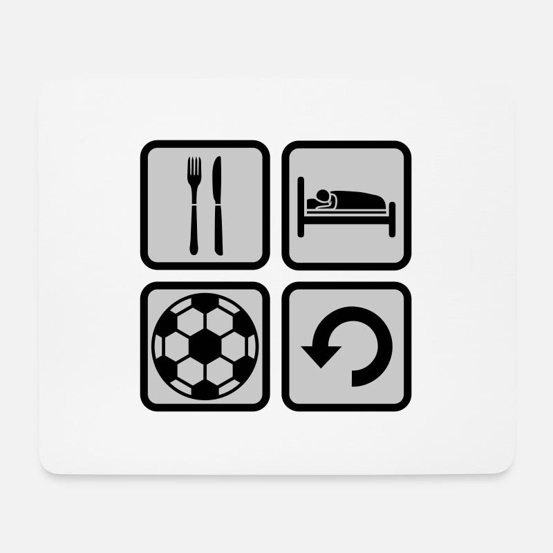 Fußball Eat Sleep Icons - Mousepad (Querformat) - Weiß