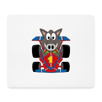 AUTO - RENNFAHRER - AUTORENNEN - WILDSCHWEIN - Mousepad (Querformat) - Weiß - Vorne