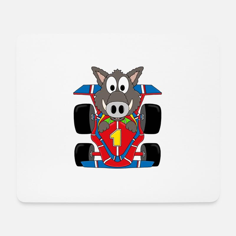 AUTO - RENNFAHRER - AUTORENNEN - WILDSCHWEIN - Mousepad (Querformat) - Weiß