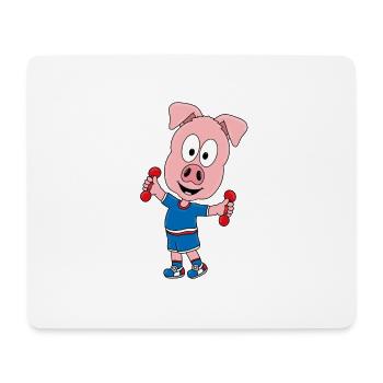 SCHWEIN - FITNESS - SPORT - FITNESSSTUDIO - TIER - Mousepad (Querformat) - Weiß - Vorne