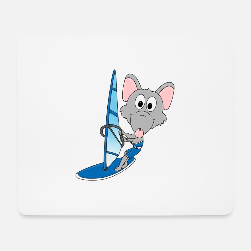 WASSERRATTE - SURFER - WINDSURFER - TIER - FUN - Mousepad (Querformat) - Weiß